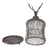 Gabbia decorativa con testa di cervo Clayre & Eef Grigio Antico Ø26x50cm Stile Vintage