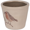 Vaso per fiori Clayre & Eef motivo pettirosso in ceramica Beige Ø21x20cm stile rustico