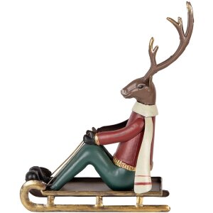 Statuetta decorativa Cervo su Slitta Clayre & Eef...