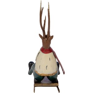 Statuetta decorativa Cervo su Slitta Clayre & Eef 27x10x31 cm Metallo Decorazione Invernale