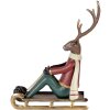 Statuetta decorativa Cervo su Slitta Clayre & Eef 27x10x31 cm Metallo Decorazione Invernale