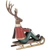 Statuetta decorativa Cervo su Slitta Clayre & Eef 27x10x31 cm Metallo Decorazione Invernale