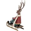 Statuetta decorativa Cervo su Slitta Clayre & Eef 27x10x31 cm Metallo Decorazione Invernale