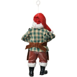Clayre & Eef Ornamento Babbo Natale 9x6x17 cm Rosso Tessuto Plastica