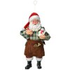 Clayre & Eef Ornamento Babbo Natale 9x6x17 cm Rosso Tessuto Plastica