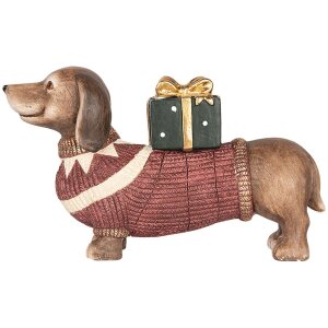 Clayre & Eef 6MG0147 Statuetta cane marrone rosso...