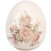 Uovo decorativo Clayre & Eef con motivo a rose Ø 14x16 cm in ceramica Beige Rosa Vintage