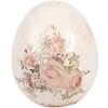 Uovo Decorativo con Rose Clayre & Eef Ø 10x12 cm Beige Rosa Ceramica Vintage