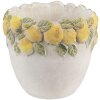 Vaso per fiori Clayre & Eef 6TE0571 Motivo Limone Ø 14x12 cm – Vaso in pietra Bianco Giallo