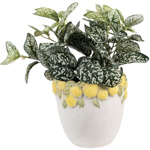 Vaso per fiori Clayre & Eef con Decorazioni a Limoni Ø 20x19 cm in Pietra Mediterraneo