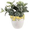 Vaso per fiori Clayre & Eef con Decorazioni a Limoni Ø 20x19 cm in Pietra Mediterraneo