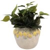 Vaso per fiori con decorazioni a limoni Clayre & Eef Beige Giallo Verde Ø 22x19 cm