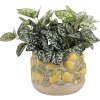 Vaso per fiori Clayre & Eef con motivo limoni Ø 19x15 cm in pietra mediterranea