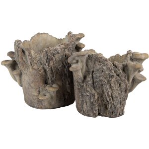 Vaso da fiori Clayre & Eef 6TE0577M Marrone Beige 24x18x18 cm effetto pietra