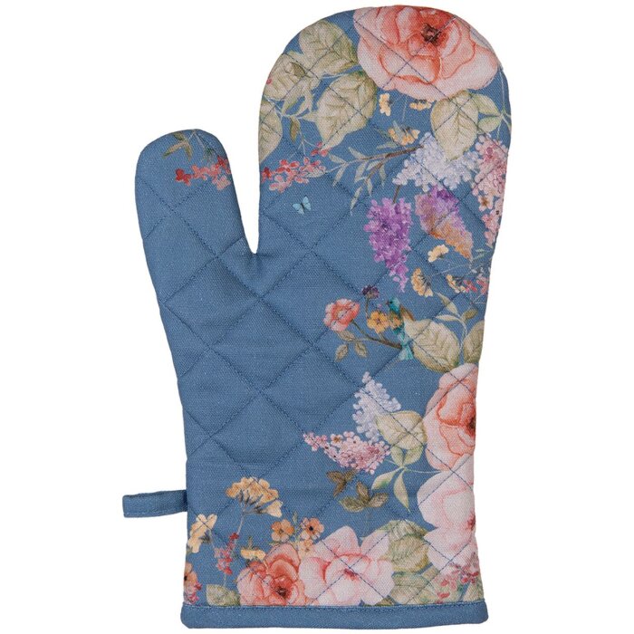 Presina da forno Clayre & Eef FFA44BL Blu con Fiori 18x30 cm in Cotone Stile Country