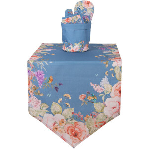 Cesto per pane Clayre & Eef FFA50BL Blu Ø 15x16 cm Cotone Motivo Floreale