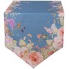 Clayre & Eef Camino di tavola 50x160 cm Blu Floreale in Cotone Uccelli Fiori
