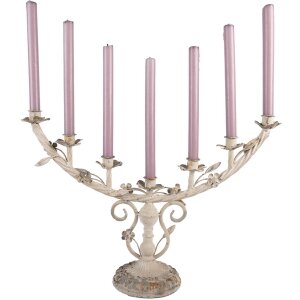 Portacandele in metallo Clayre & Eef 5Y1371 Antico-beige 56x16x37 cm 7 luci