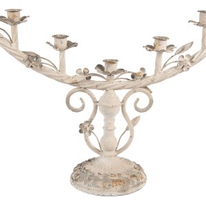Portacandele in metallo Clayre & Eef 5Y1371 Antico-beige 56x16x37 cm 7 luci
