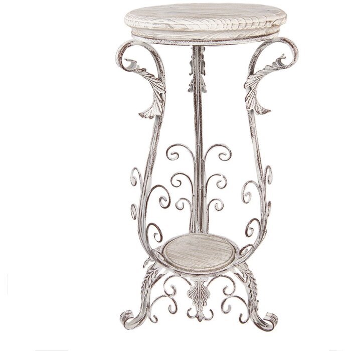 Tavolino per piante Clayre & Eef 5Y1336 in ferro e legno stile Shabby Chic 40x40x75 cm