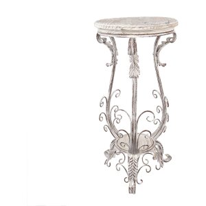 Tavolino per piante Clayre & Eef 5Y1336 in ferro e legno stile Shabby Chic 40x40x75 cm