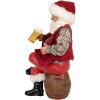 Figura Decorativa Clayre & Eef Babbo Natale con Brocca di Birra 24 cm Rosso Rustico