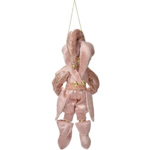 Clayre & Eef Decorazione Elfo Rosa-Oro 10x8x28 cm – Decorazione Natalizia