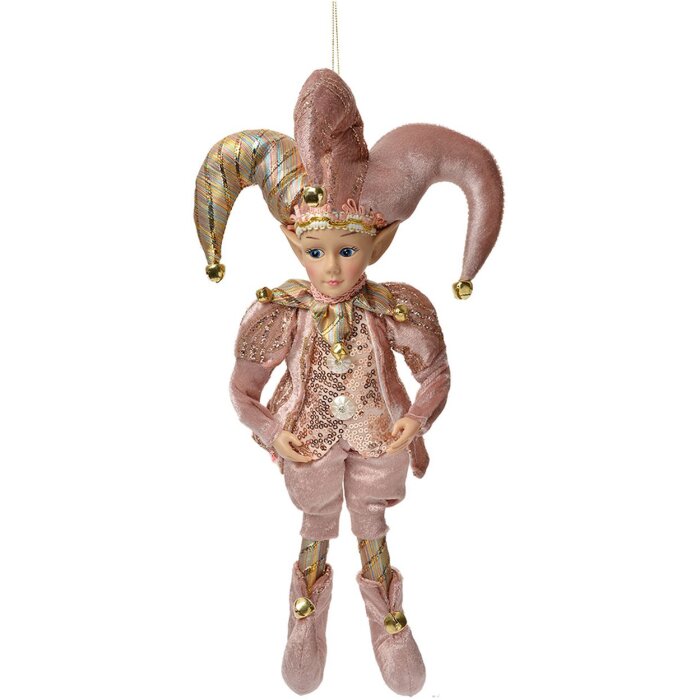 Clayre & Eef Decorazione Elfo Rosa e Oro 20x8x37 cm