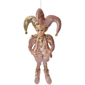Clayre & Eef Decorazione Elfo Rosa e Oro 20x8x37 cm