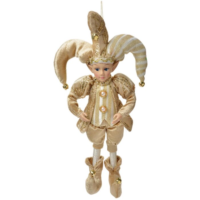 Decorazione Elfo Clayre & Eef Beige/Oro 14x10x38 cm