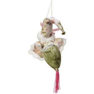 Ornamento natalizio Clayre & Eef Santa verde beige 8x8x35 cm