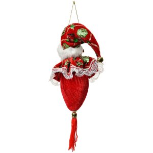 Clayre & Eef 66224 Ornamento Natalizio Babbo Natale Rosso Verde 8x8x35 cm