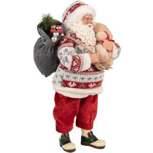 Clayre & Eef 66232 Babbo Natale Decorazione Figura Rosso Bianco 13x13x28 cm