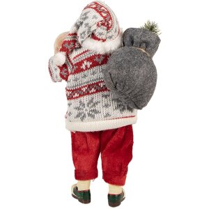 Clayre & Eef 66232 Babbo Natale Decorazione Figura Rosso Bianco 13x13x28 cm