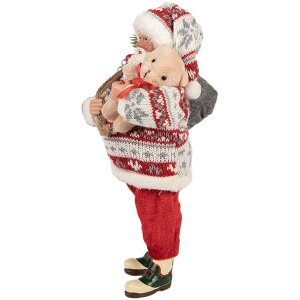 Clayre & Eef 66232 Babbo Natale Decorazione Figura Rosso Bianco 13x13x28 cm
