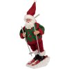 Figura decorativa Babbo Natale sugli Sci Clayre & Eef Rosso Verde 15x13x28 cm