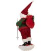 Figura decorativa Babbo Natale sugli Sci Clayre & Eef Rosso Verde 15x13x28 cm