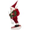 Figura decorativa Babbo Natale sugli Sci Clayre & Eef Rosso Verde 15x13x28 cm