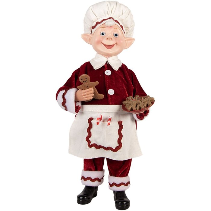 Clayre & Eef Decorazione Natalizia Elfo Rosso Bianco 15x10x28 cm