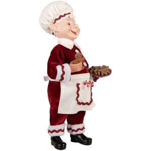 Clayre & Eef 66237 Decorazione Natalizia Elfo Rosso Bianco 30 cm