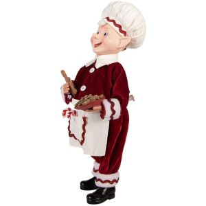 Clayre & Eef 66237 Decorazione Natalizia Elfo Rosso Bianco 30 cm