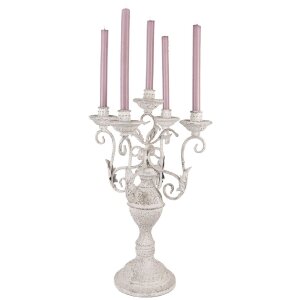 Portacandele Clayre & Eef 5Y1291 Ø 29x58 cm Bianco