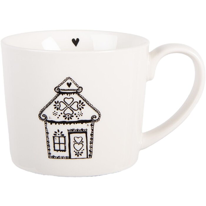 Tazza Clayre & Eef 6CEMU0185 Bianca/Nera 12x8x7 cm 275 ml
