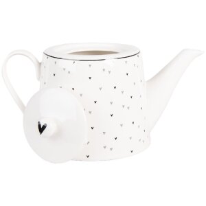 Teiera Clayre & Eef BHSTE 23x14x14 cm 1000 ml Bianco Nero