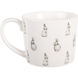 Tazza in porcellana Clayre & Eef BNSMU 12x8x7 cm 275 ml Bianco Nero