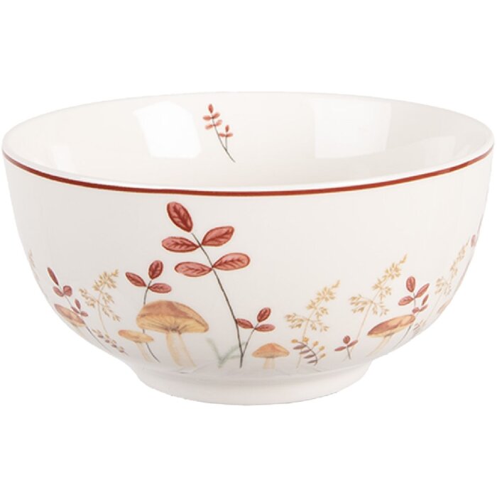 Ciotola in porcellana Clayre & Eef LFJBO Ø 14x7 cm beige-marrone