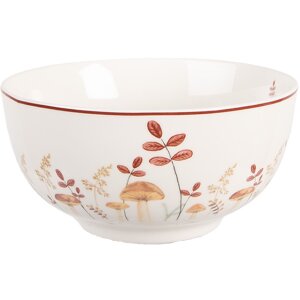 Ciotola in porcellana Clayre & Eef LFJBO Ø 14x7 cm beige-marrone