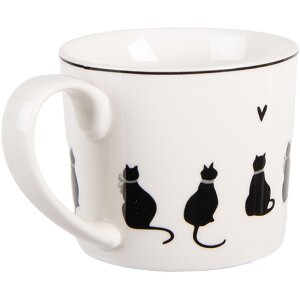Tazza in porcellana Clayre & Eef PWSMU0001 12x8x7 cm / 275 ml Bianco Nero