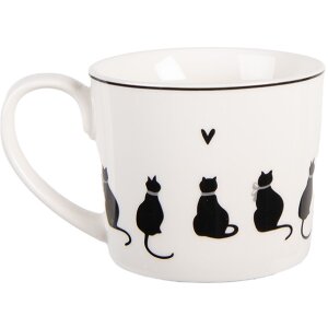 Tazza in porcellana Clayre & Eef PWSMU0001 12x8x7 cm / 275 ml Bianco Nero