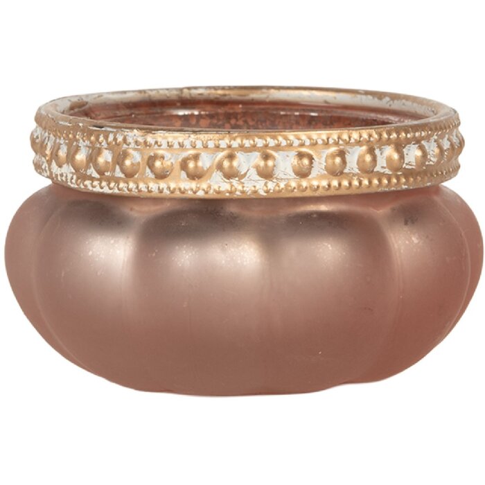 Portacandele Clayre & Eef 6GL5212 Rosa Oro Ø 6x4 cm